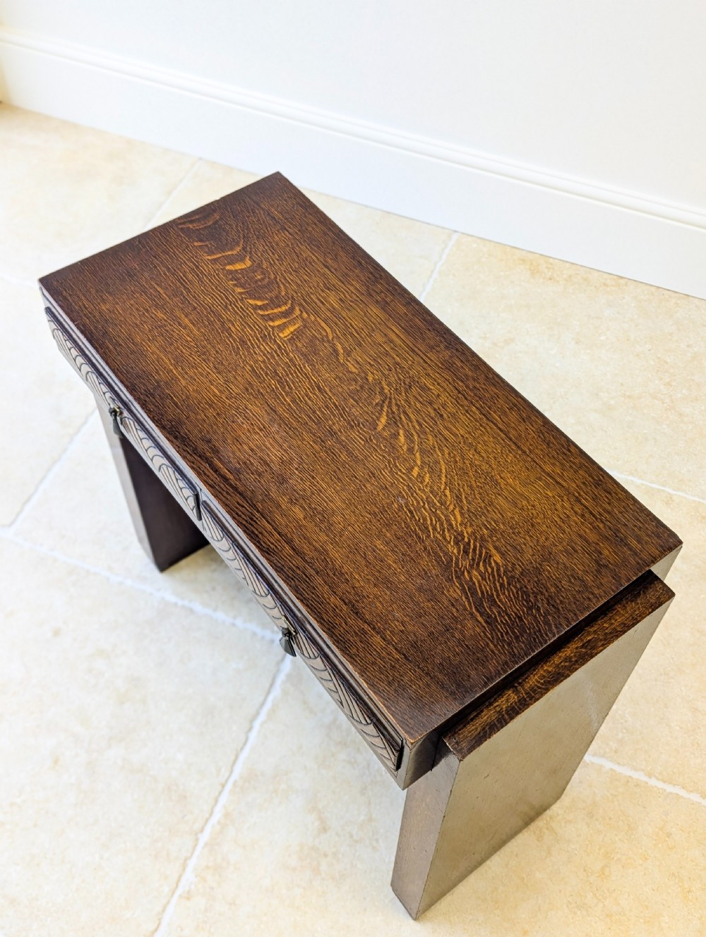 Antique Art Deco Oak Side Table c.1920 View VII
