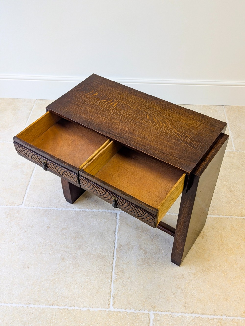 Antique Art Deco Oak Side Table c.1920 View VIII