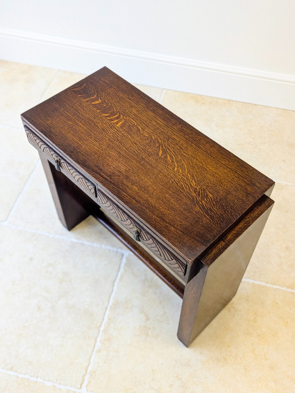 Antique Art Deco Oak Side Table c.1920 View IX