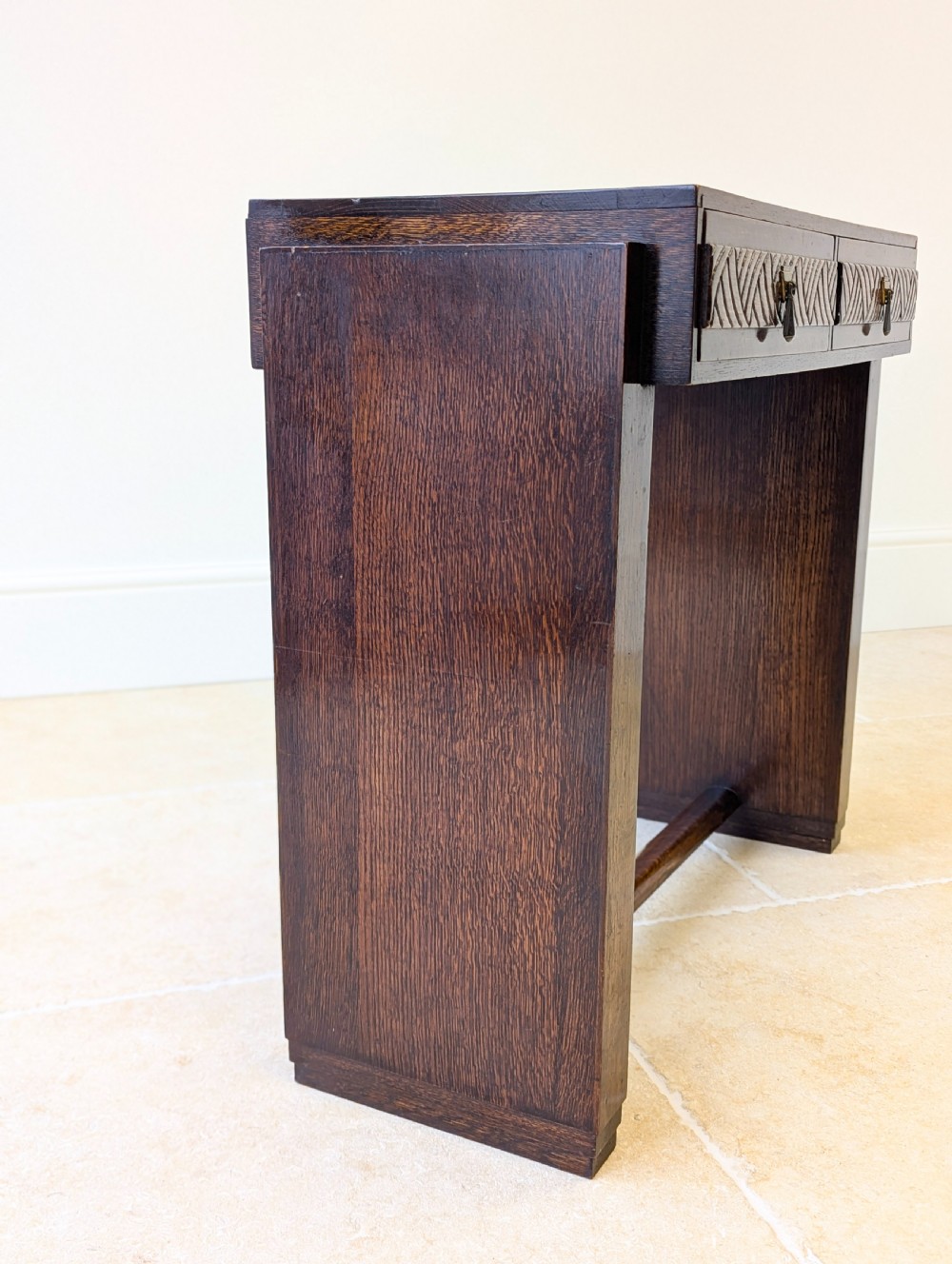Antique Art Deco Oak Side Table c.1920 View XI
