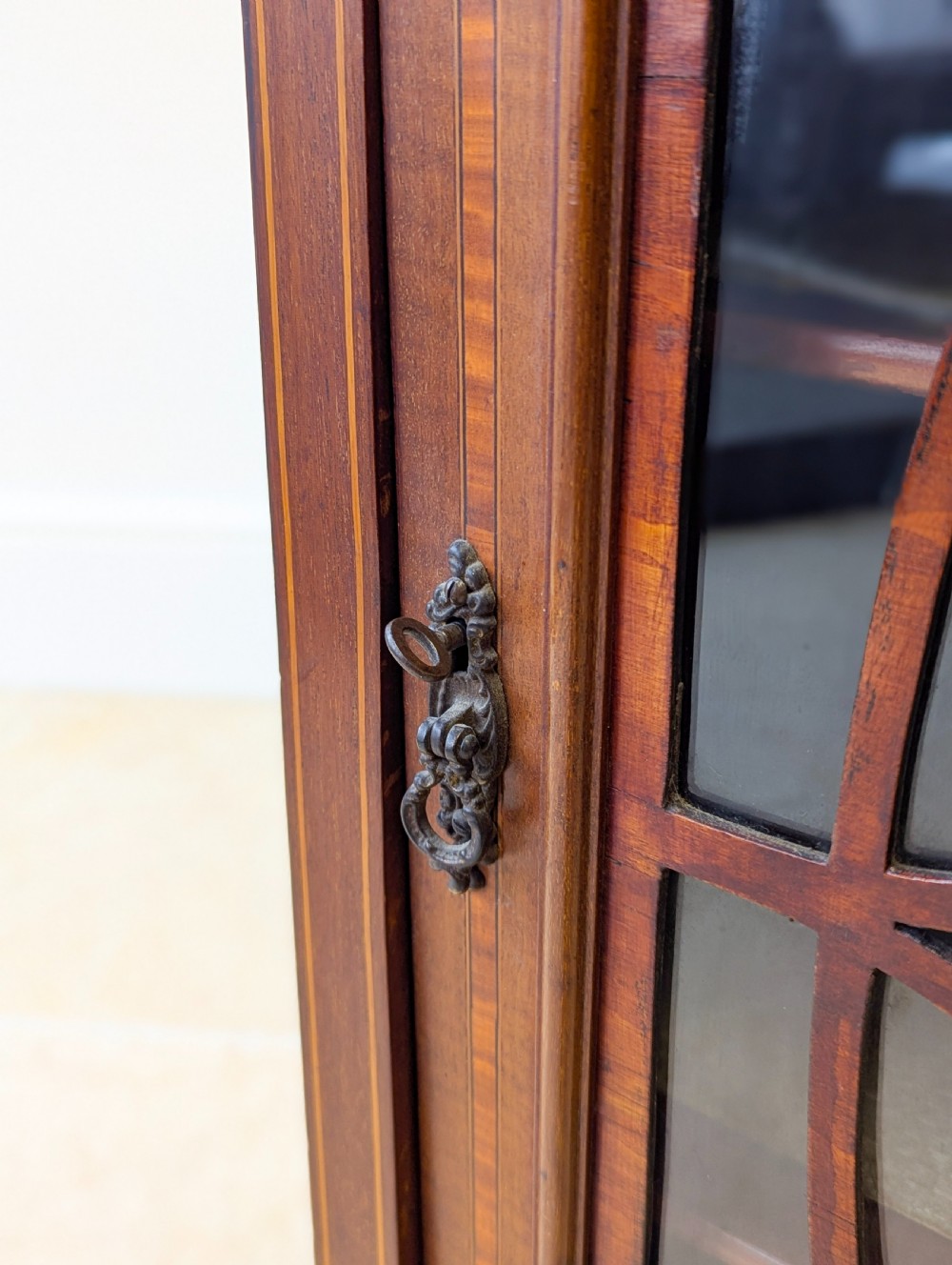 Antique Edwardian Inlaid Mahogany Glazed Display Cabinet c.1910 View XIII