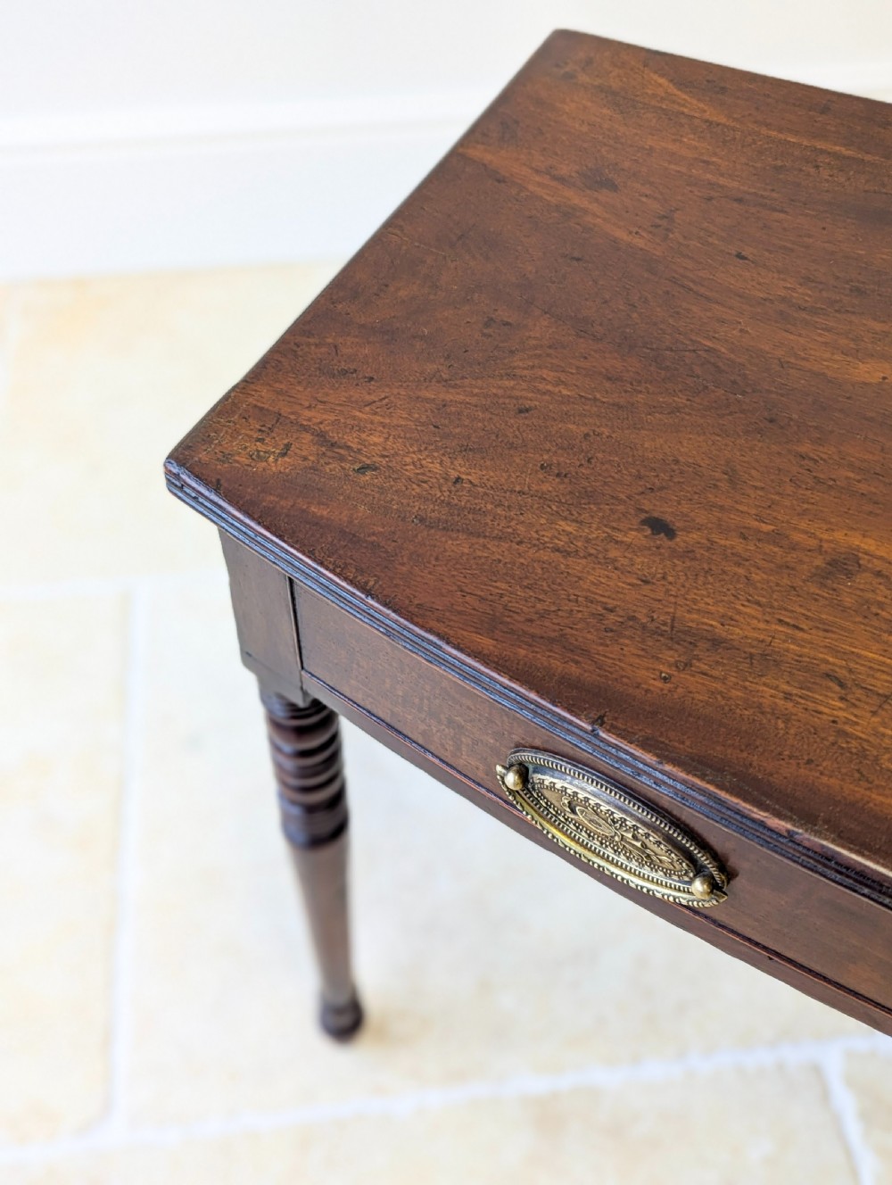 Antique Georgian Mahogany Bow-Front Writing Table c.1810 View XV