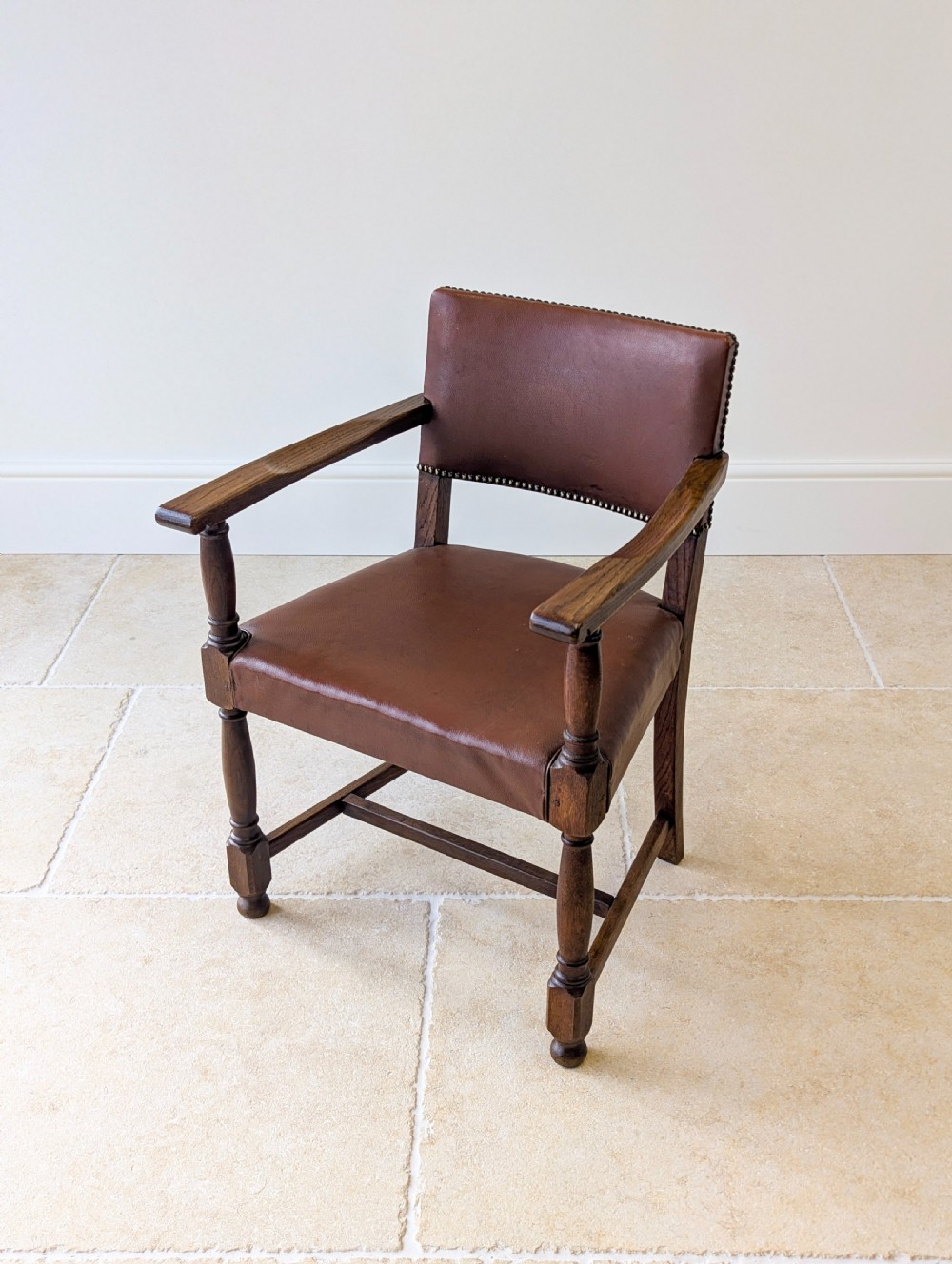 Antique Early 20th Century Oak Desk Chair c.1920 View VIII