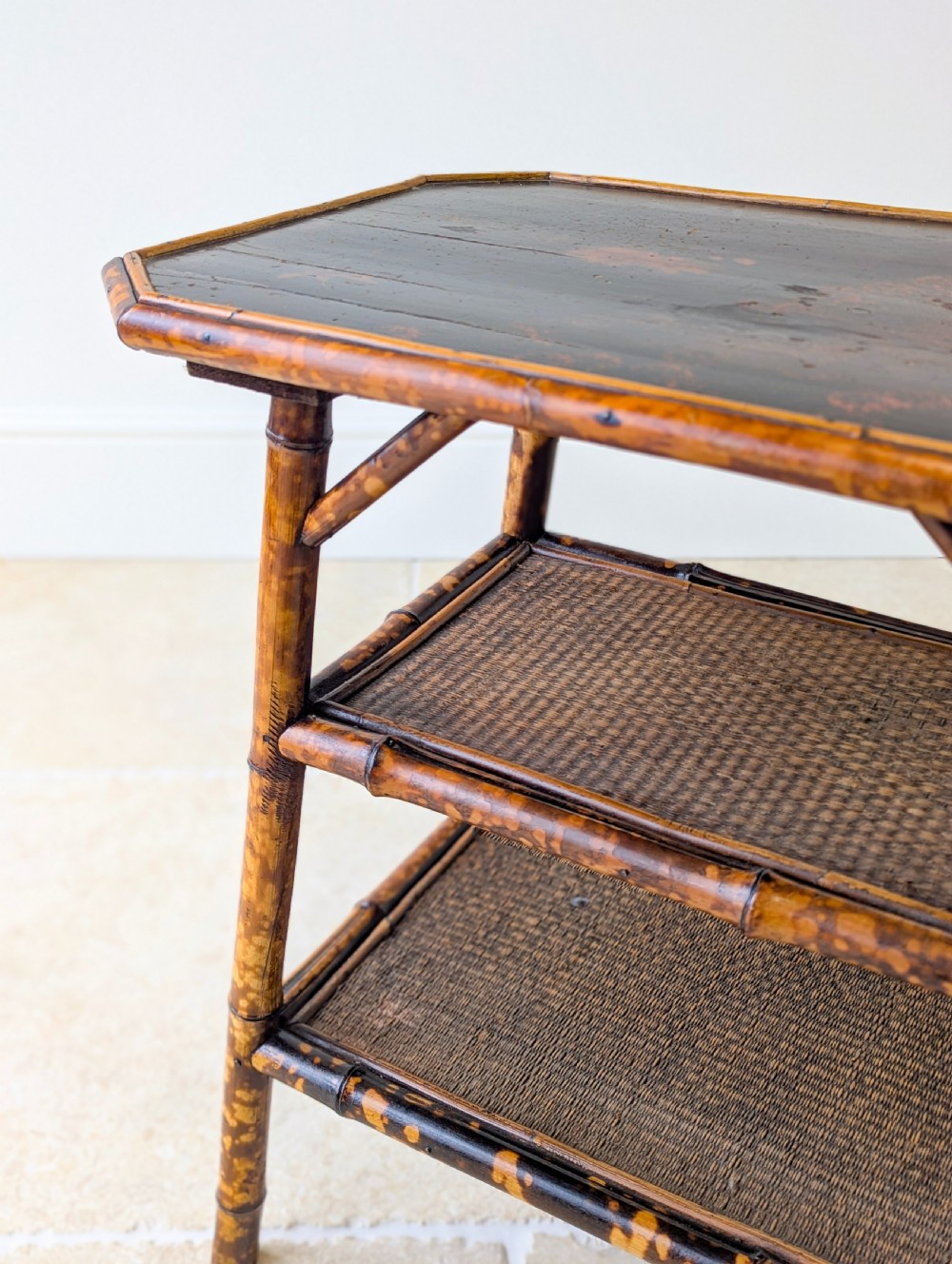 Antique Victorian Bamboo Three-Tier Occasional Table c.1890 View III