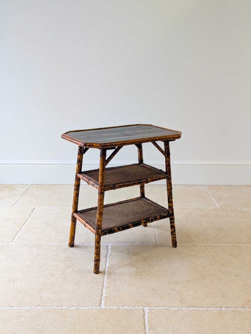 Antique Victorian Bamboo Three-Tier Occasional Table c.1890 View IV