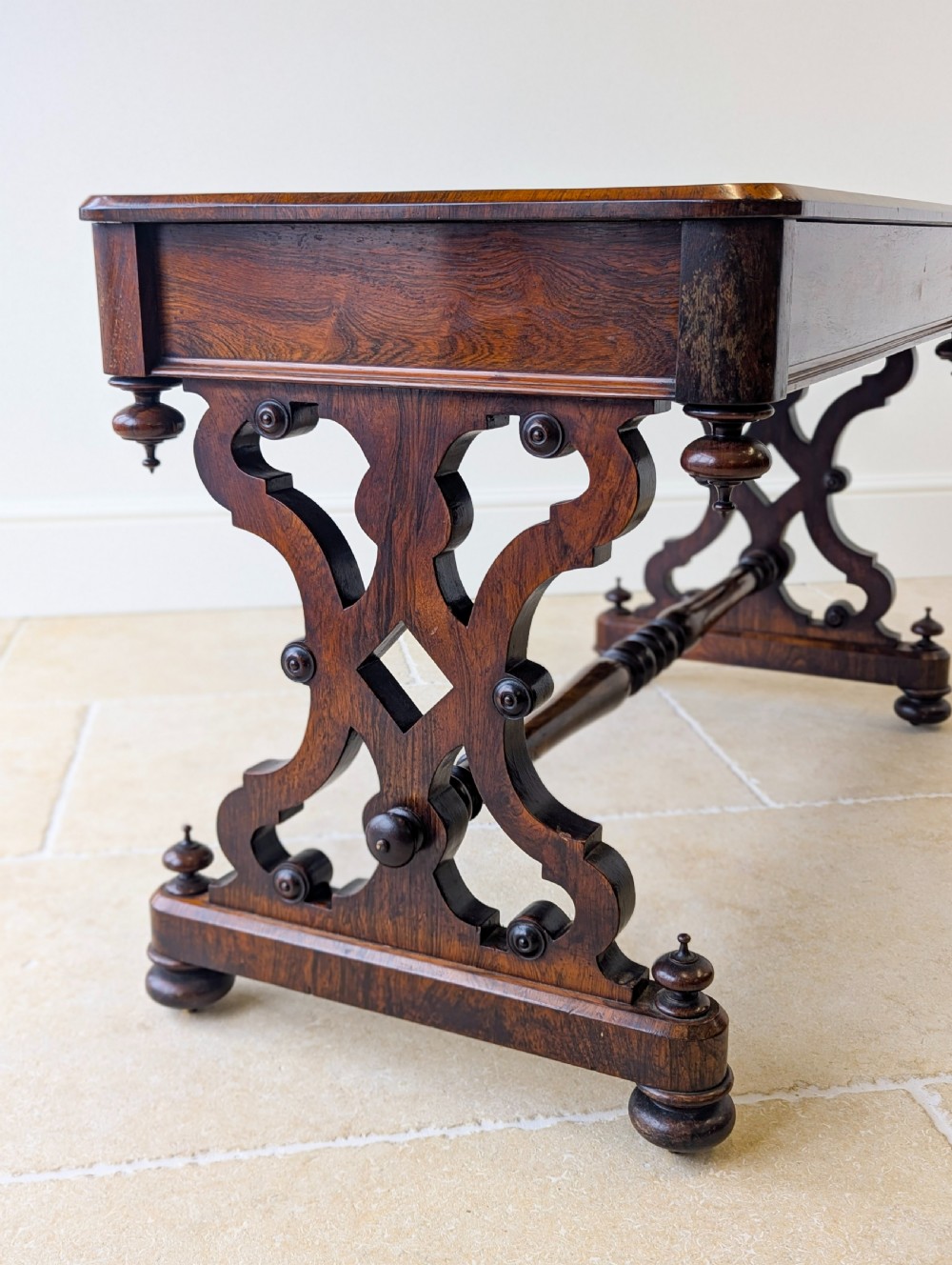 Antique Victorian Rosewood Library Table c.1870 View XIII