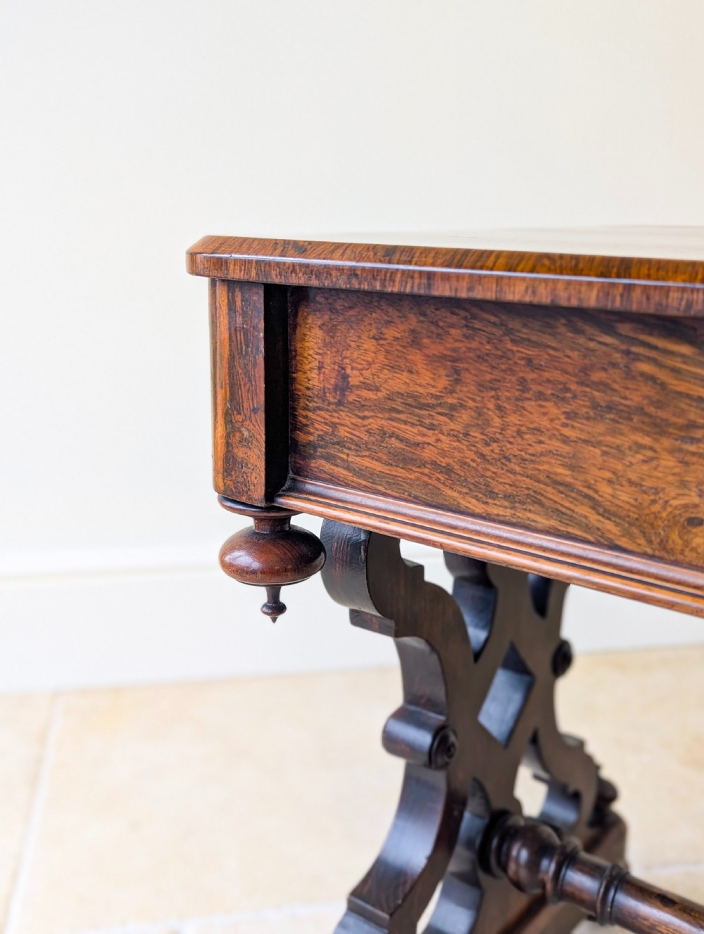 Antique Victorian Rosewood Library Table c.1870 View XVI