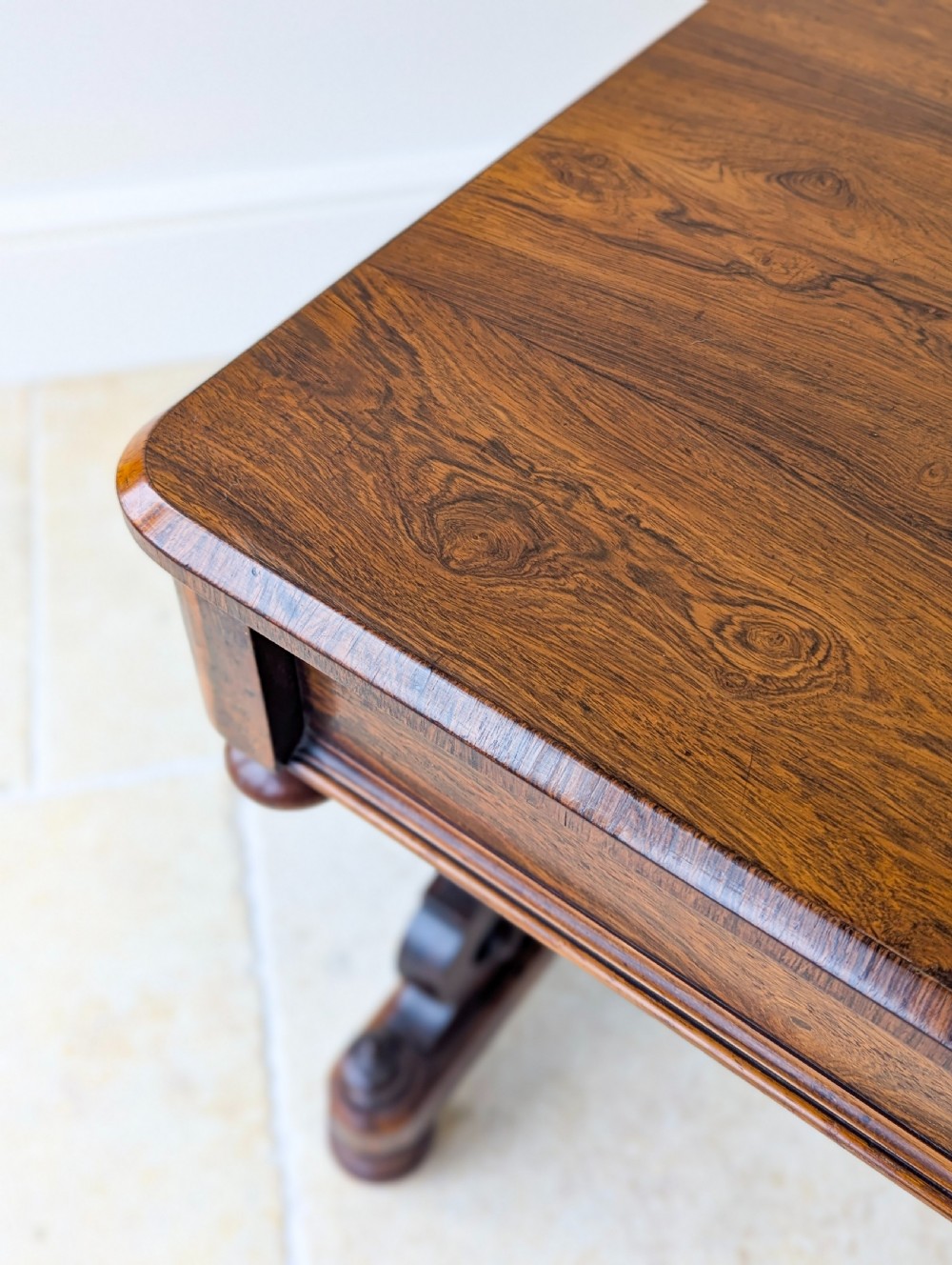 Antique Victorian Rosewood Library Table c.1870 View XIX