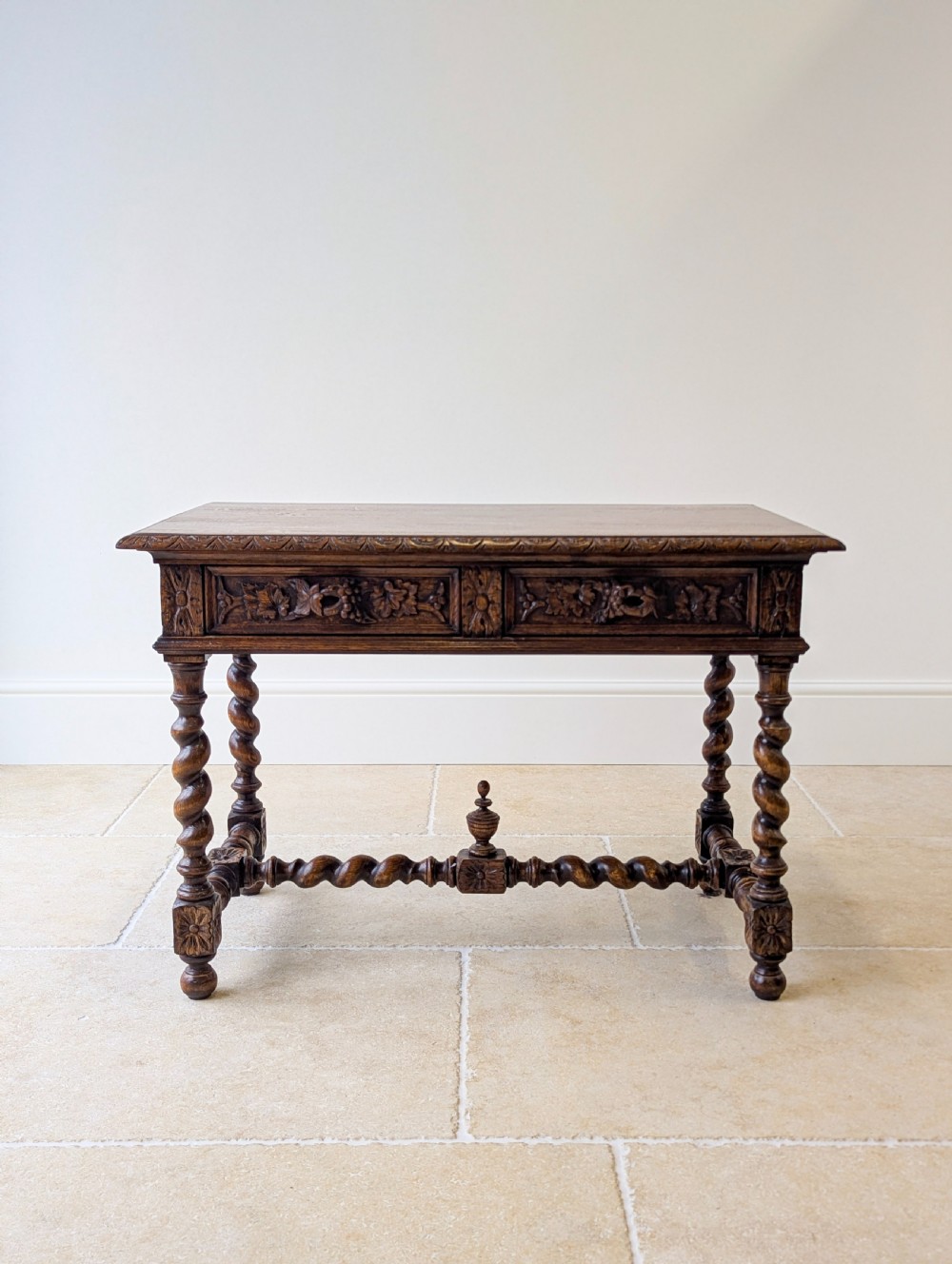 Antique Victorian Carved Oak Library Table c.1890 View II
