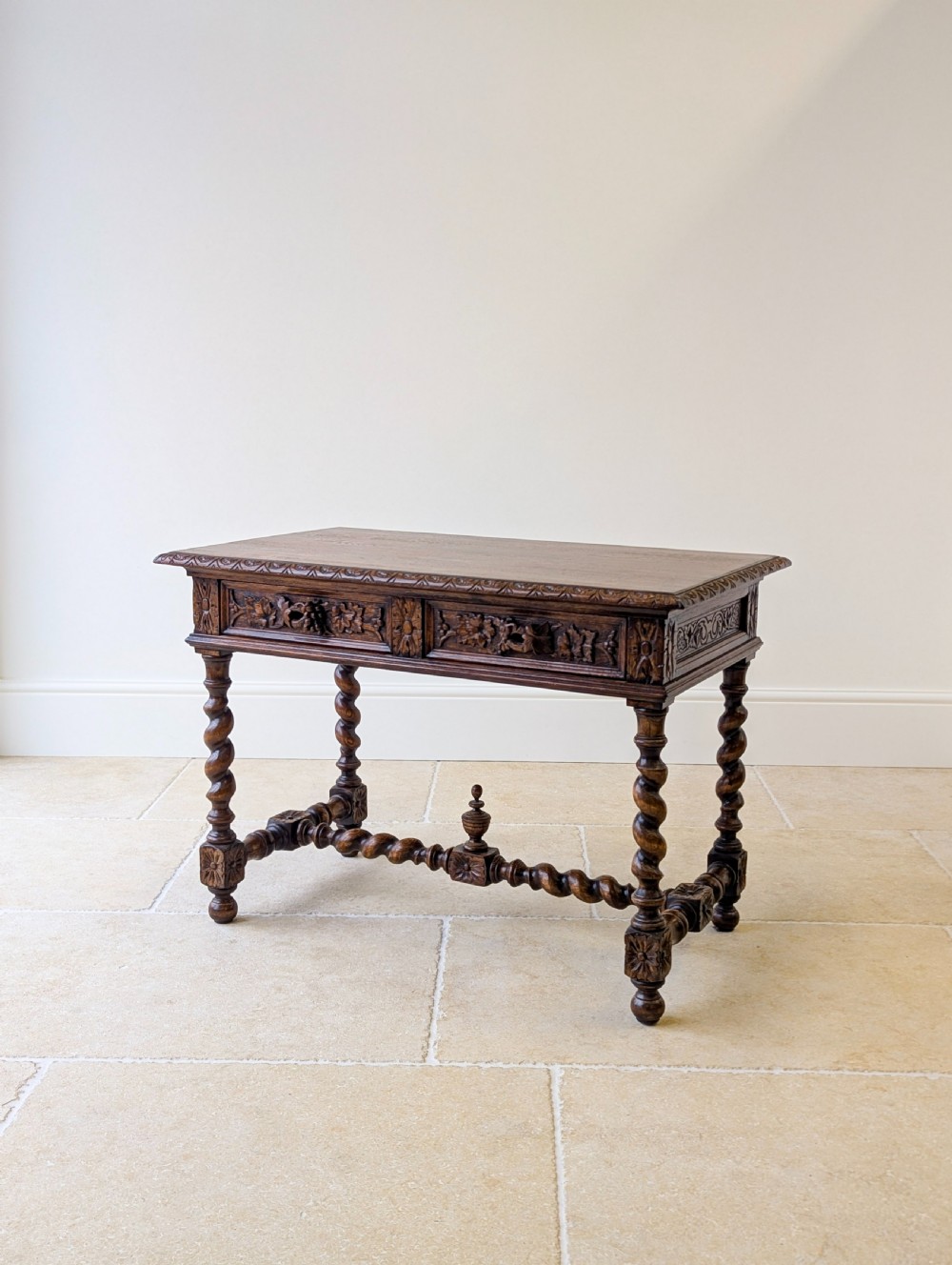 Antique Victorian Carved Oak Library Table c.1890 View VIII