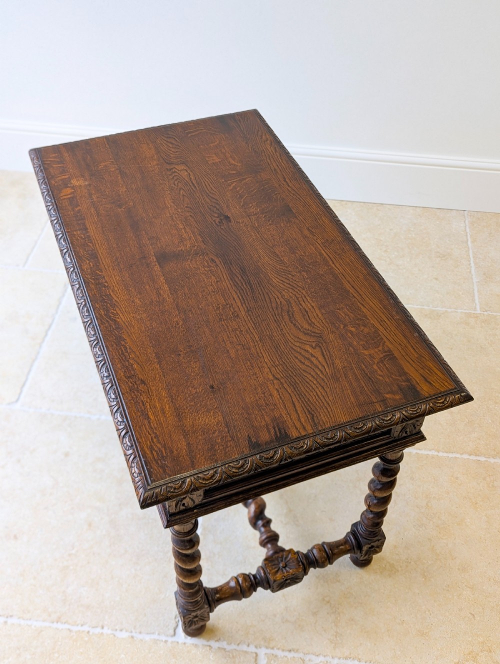 Antique Victorian Carved Oak Library Table c.1890 View X