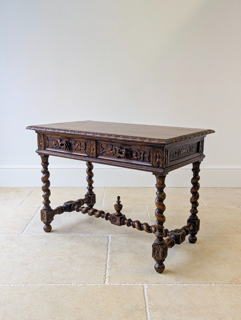 Antique Victorian Carved Oak Library Table c.1890 View XI