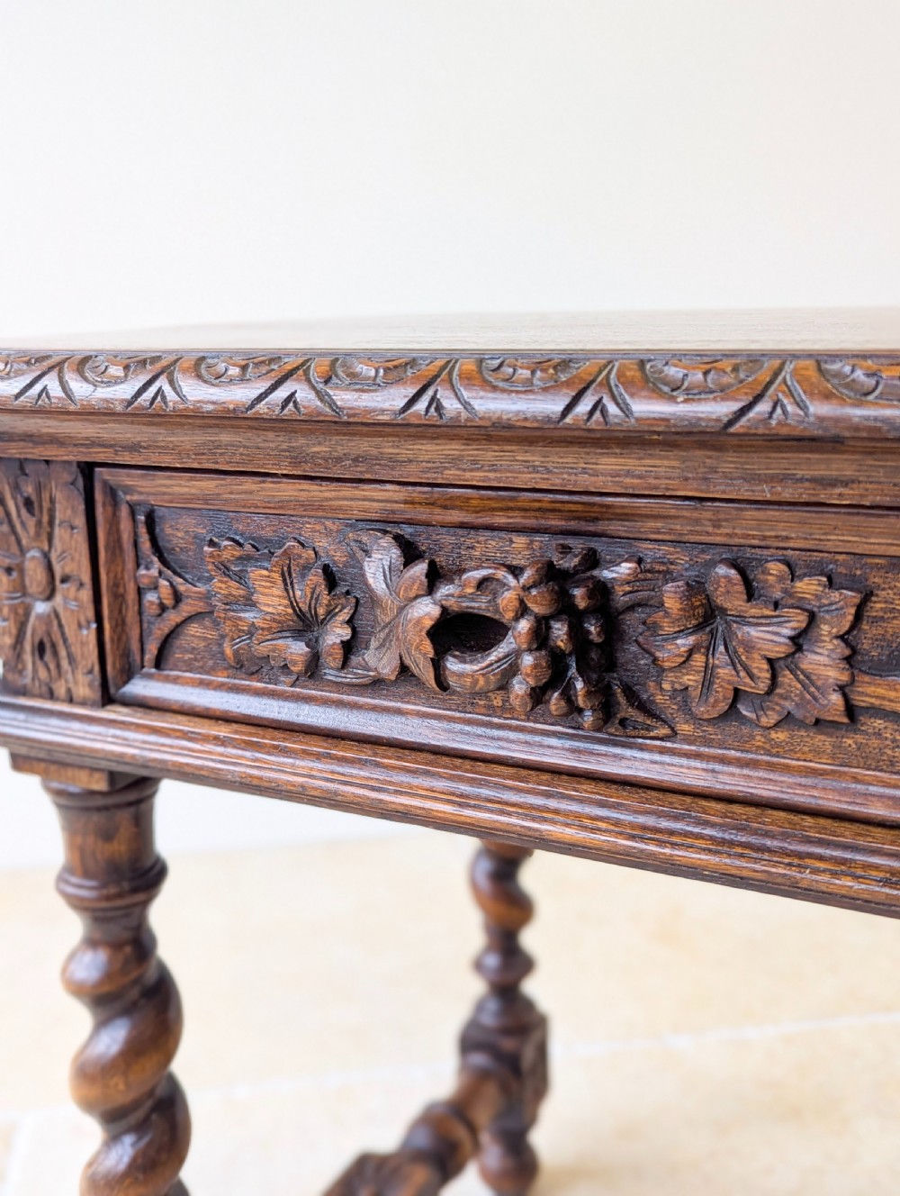 Antique Victorian Carved Oak Library Table c.1890 View XII