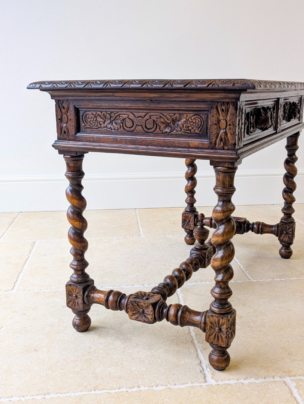 Antique Victorian Carved Oak Library Table c.1890 View XVI