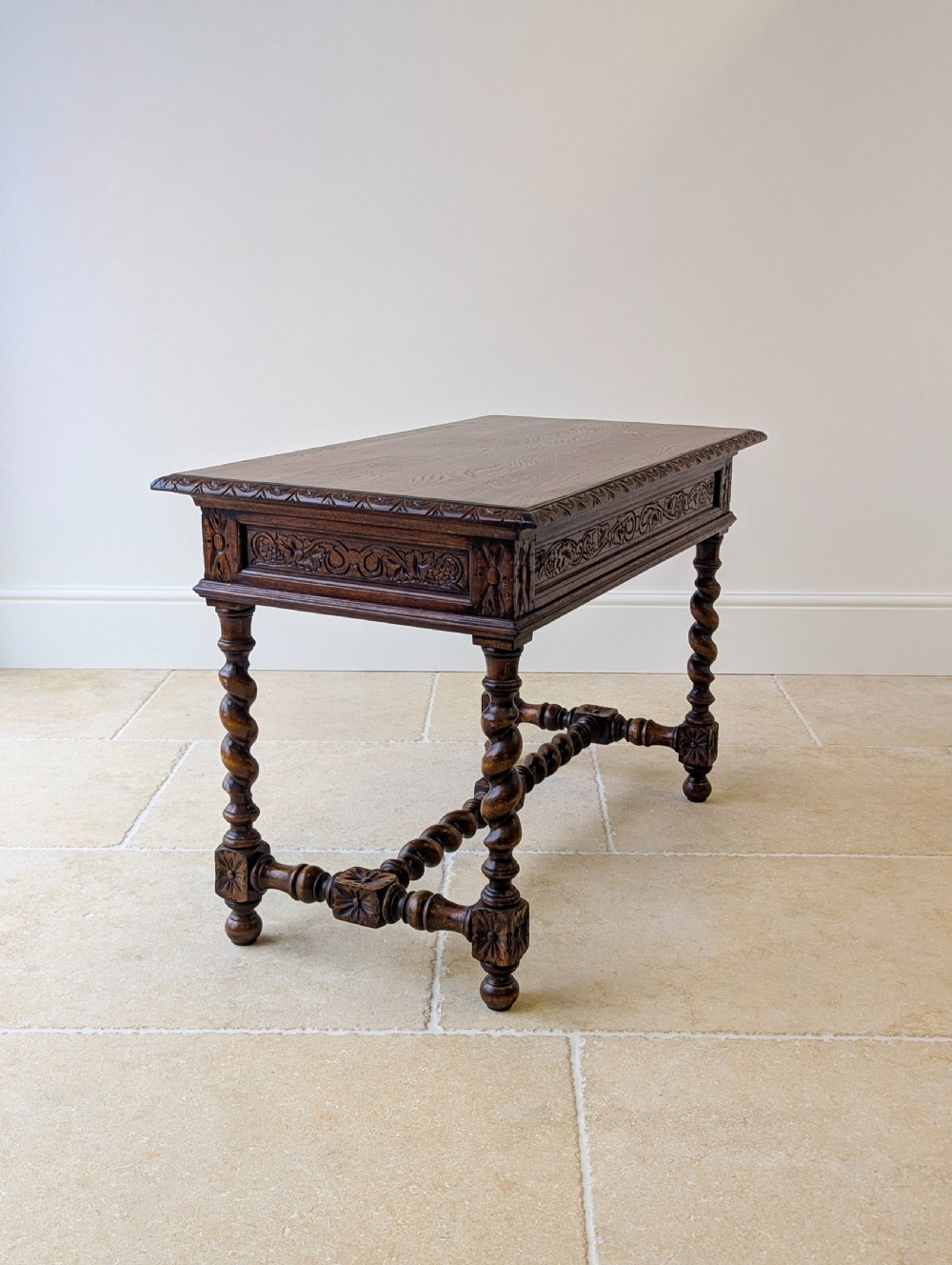 Antique Victorian Carved Oak Library Table c.1890 View XIX