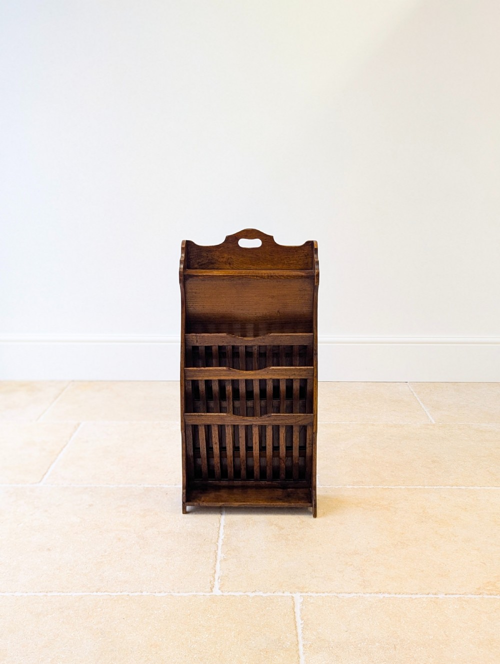 Antique Early 20th Century Oak Magazine and Newspaper Rack c.1920 View II