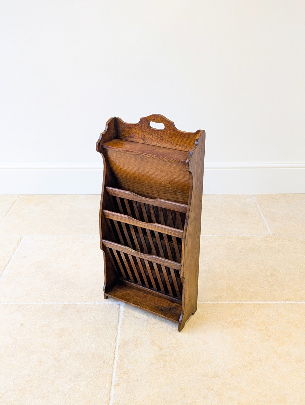 Antique Early 20th Century Oak Magazine and Newspaper Rack c.1920 View IV