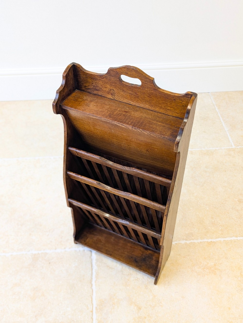 Antique Early 20th Century Oak Magazine and Newspaper Rack c.1920 View VI