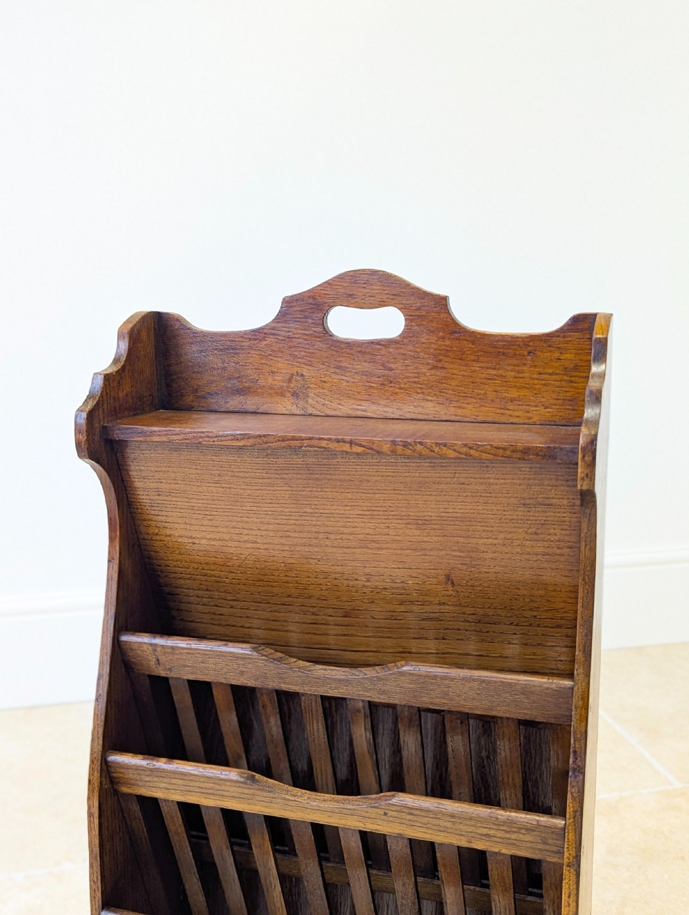 Antique Early 20th Century Oak Magazine and Newspaper Rack c.1920 View VII