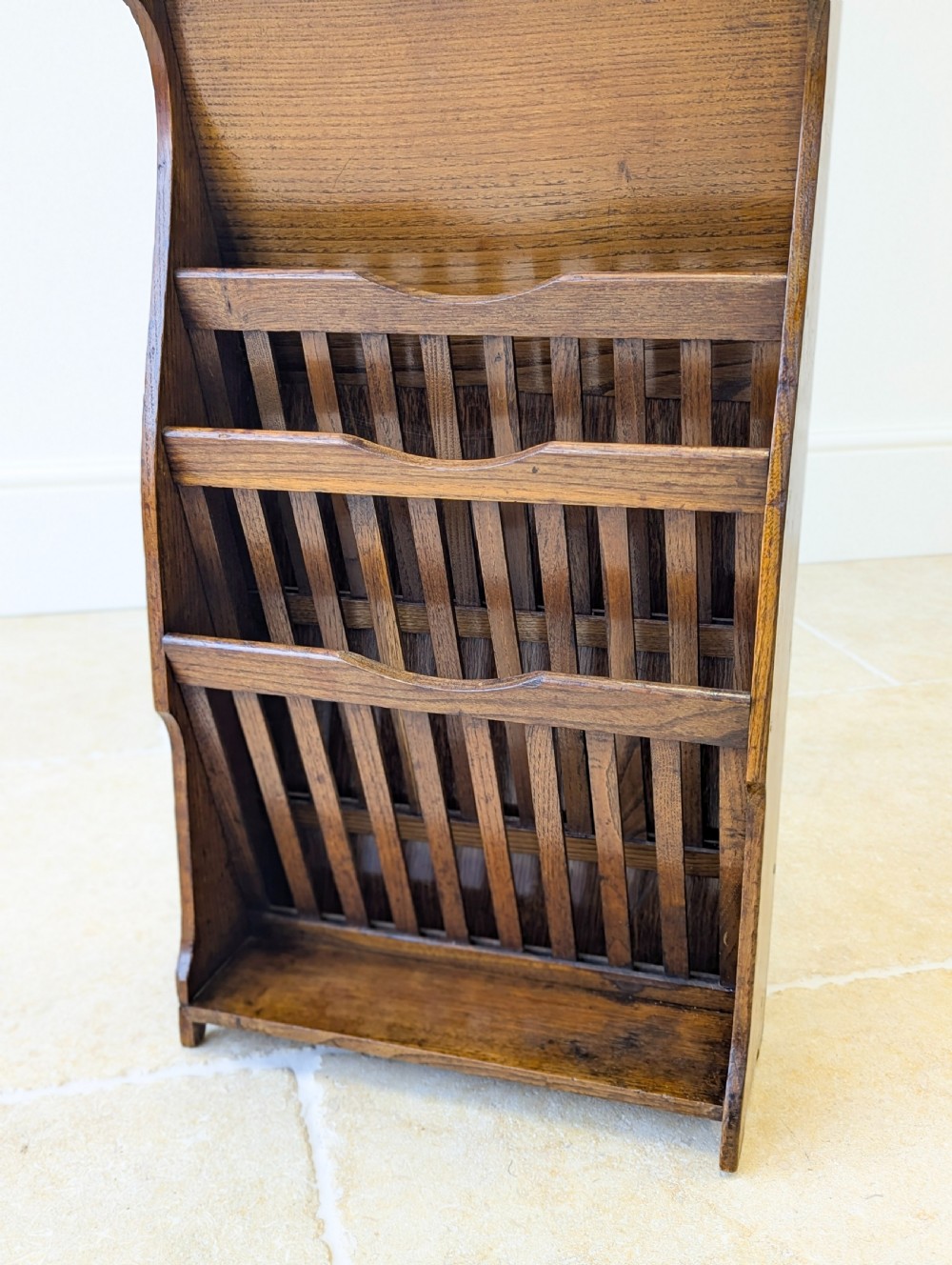 Antique Early 20th Century Oak Magazine and Newspaper Rack c.1920 View IX