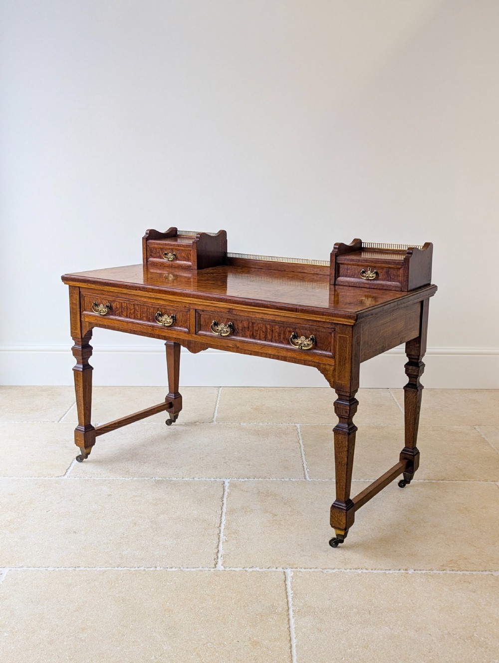 Antique Edwardian Pollard Oak Writing Table c.1910