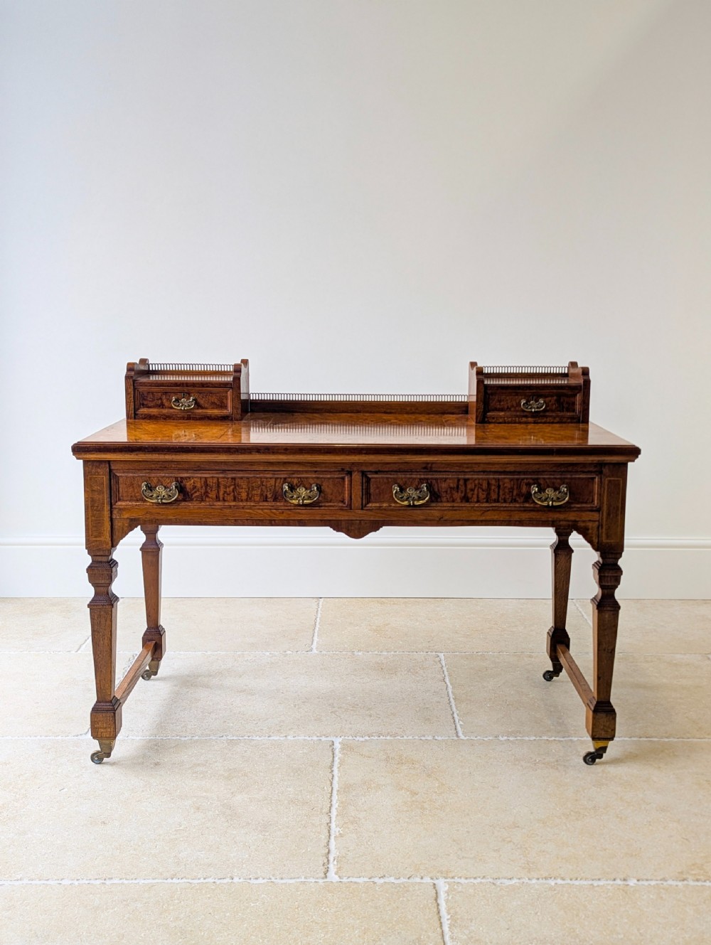Antique Edwardian Pollard Oak Writing Table c.1910 View III