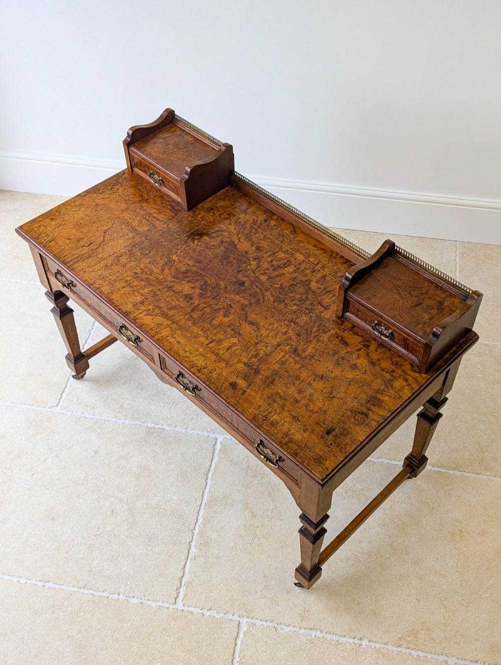 Antique Edwardian Pollard Oak Writing Table c.1910 View IV