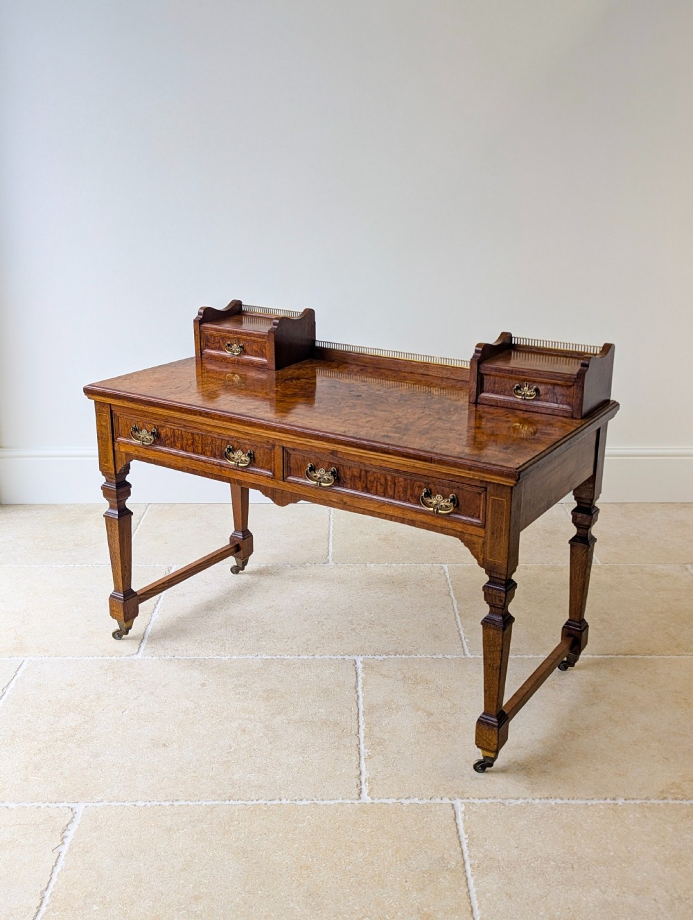 Antique Edwardian Pollard Oak Writing Table c.1910 View VI