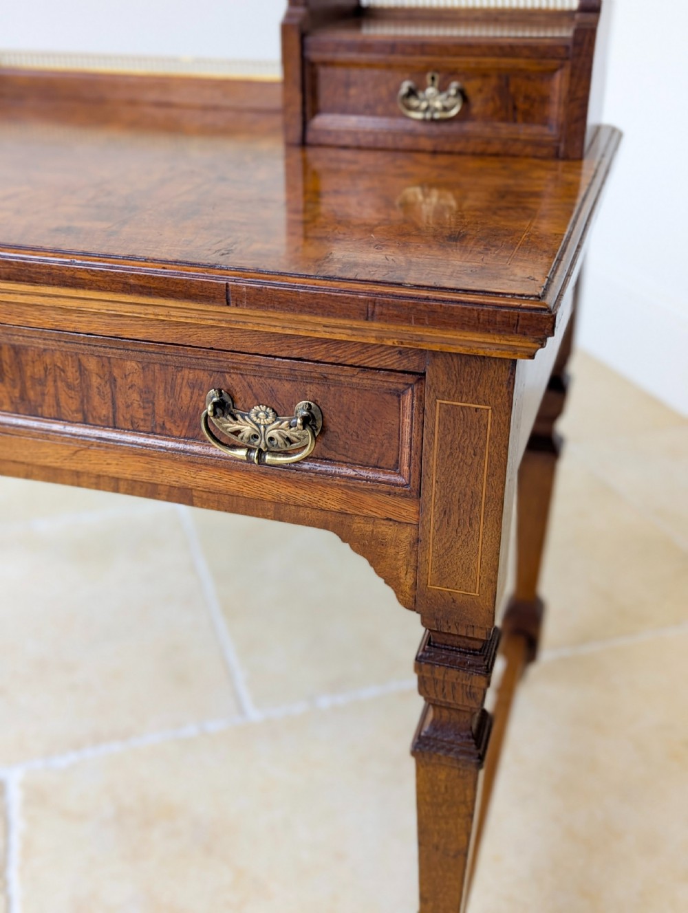 Antique Edwardian Pollard Oak Writing Table c.1910 View VII