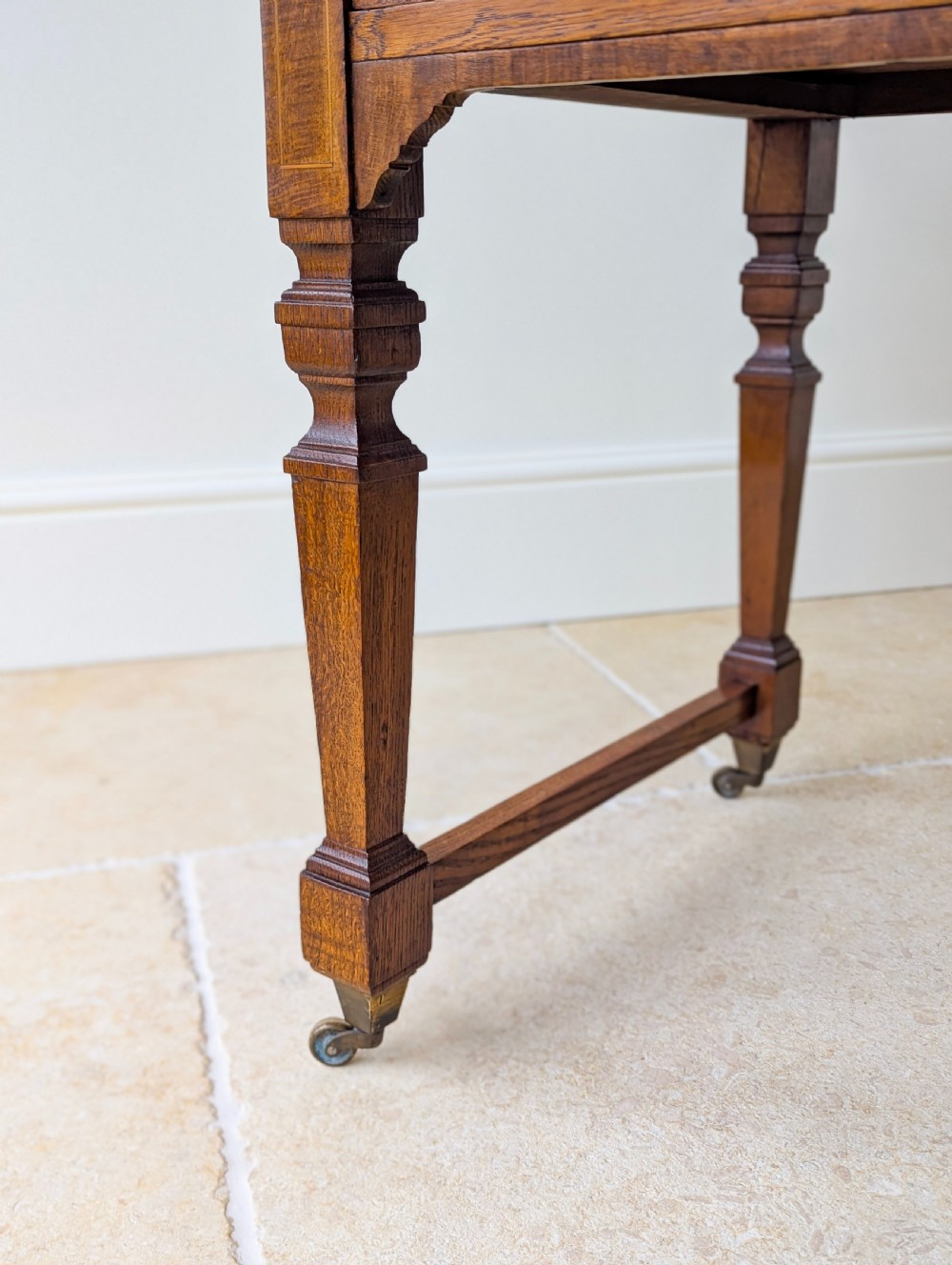 Antique Edwardian Pollard Oak Writing Table c.1910 View IX
