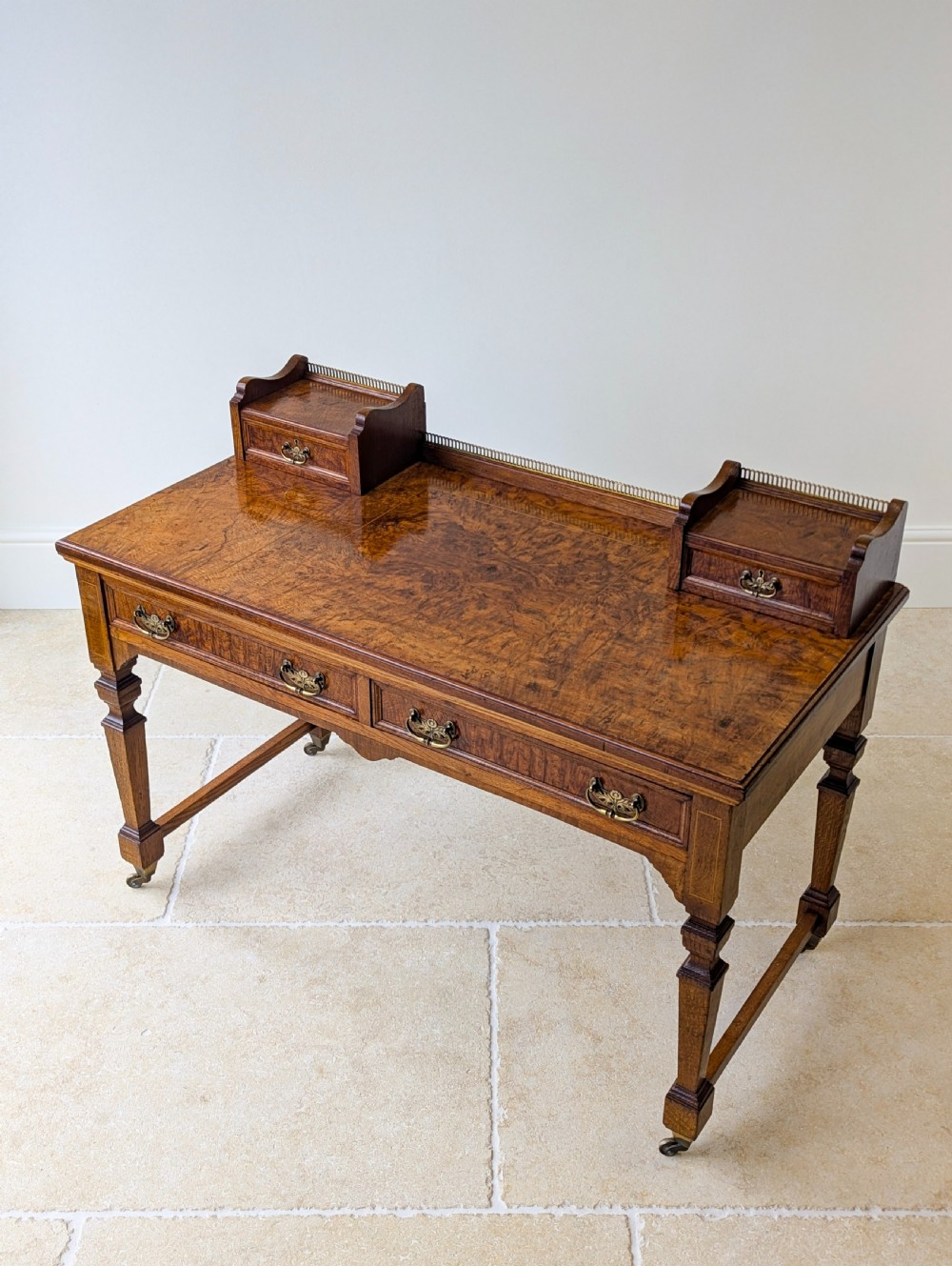Antique Edwardian Pollard Oak Writing Table c.1910 View XIII