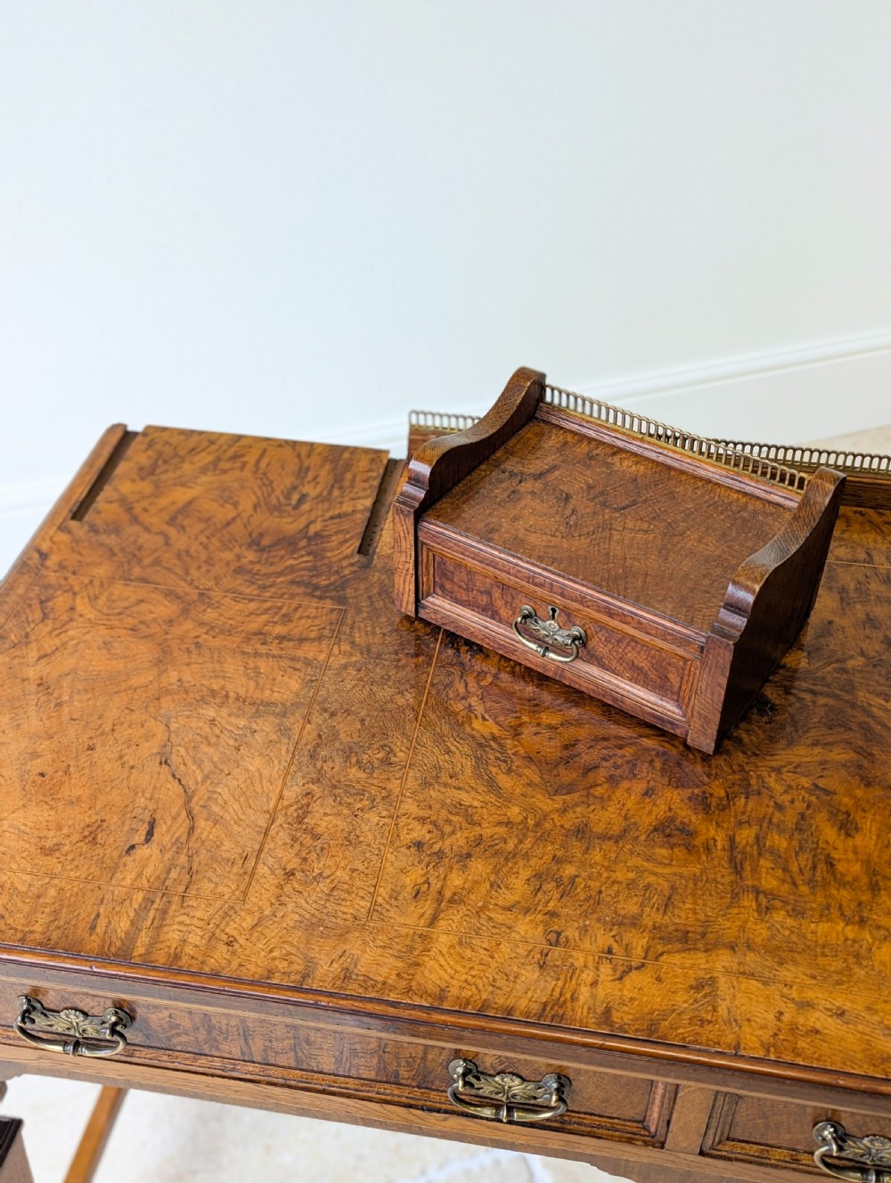 Antique Edwardian Pollard Oak Writing Table c.1910 View XIV