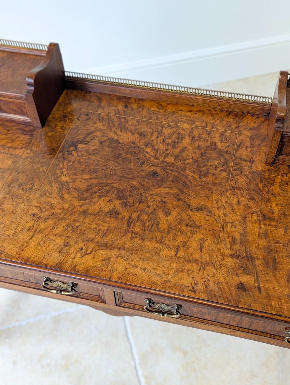 Antique Edwardian Pollard Oak Writing Table c.1910 View XVI