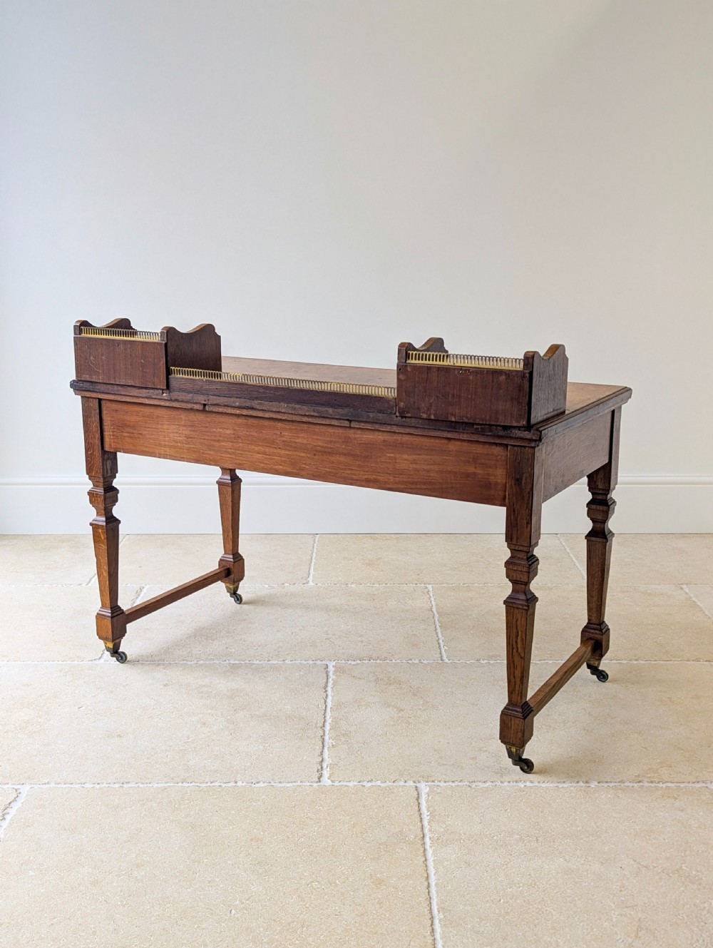 Antique Edwardian Pollard Oak Writing Table c.1910 View XXI