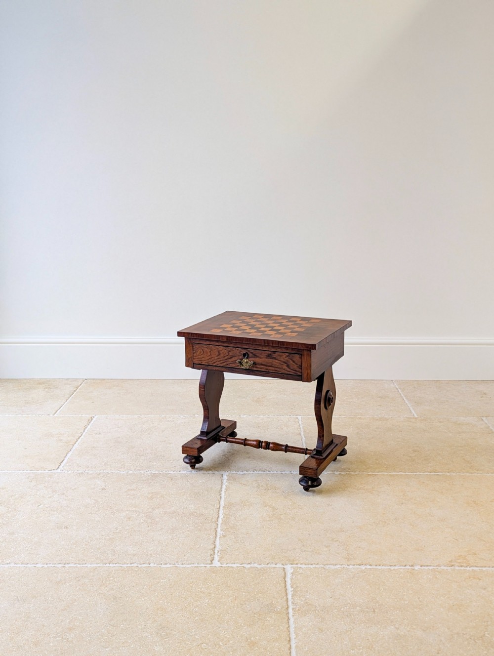 Antique Victorian Rosewood Games Table with Chess Table Top c.1890 View IV