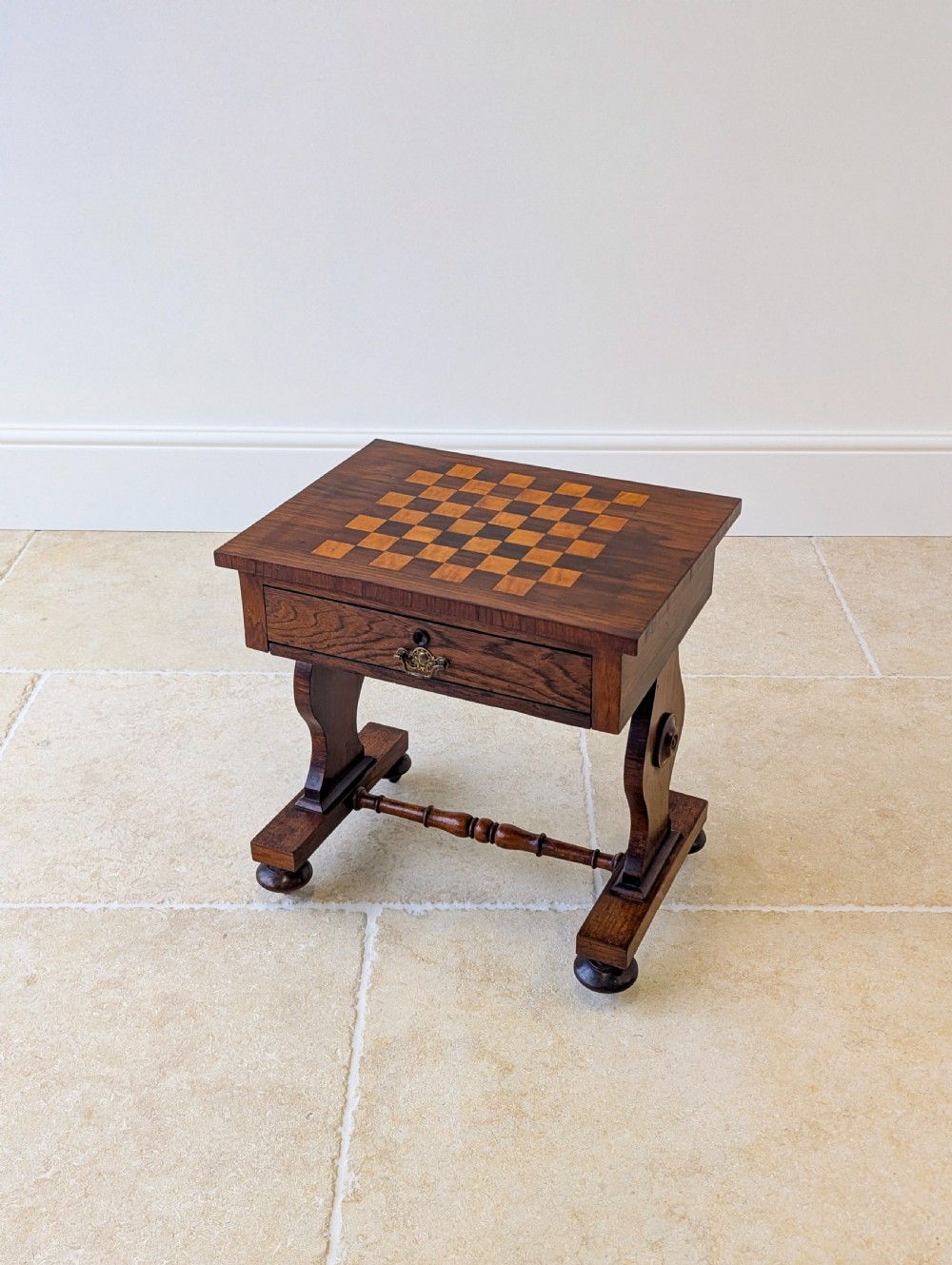 Antique Victorian Rosewood Games Table with Chess Table Top c.1890 View VI