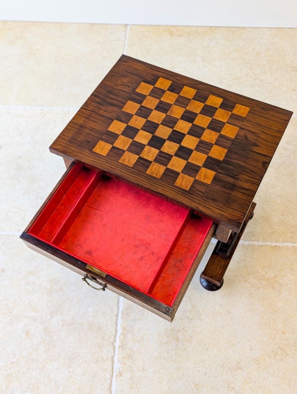 Antique Victorian Rosewood Games Table with Chess Table Top c.1890 View VII
