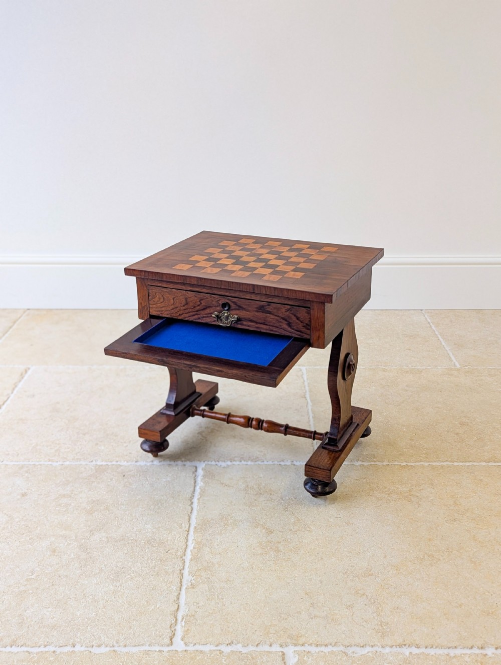 Antique Victorian Rosewood Games Table with Chess Table Top c.1890 View IX