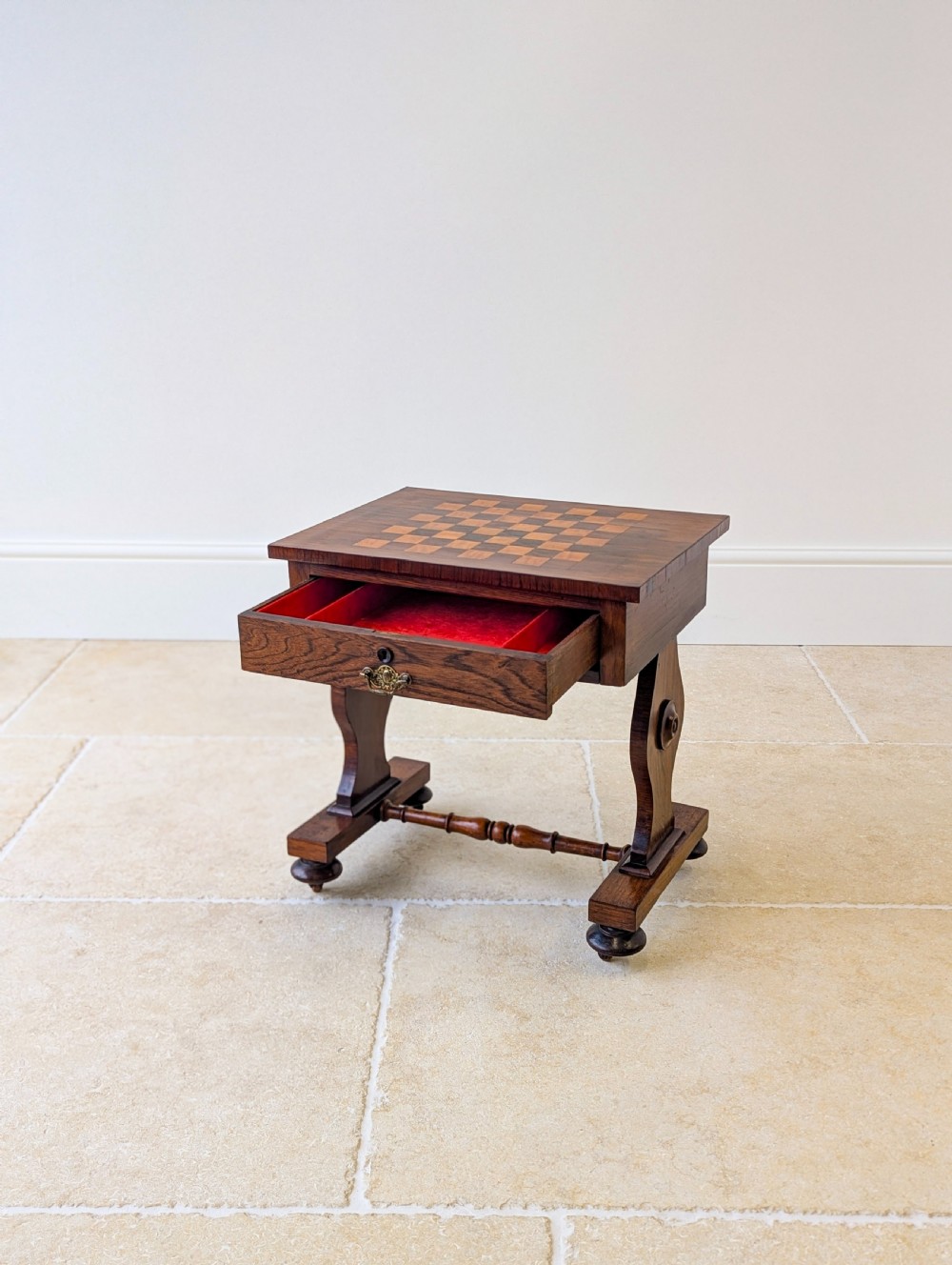 Antique Victorian Rosewood Games Table with Chess Table Top c.1890 View XI