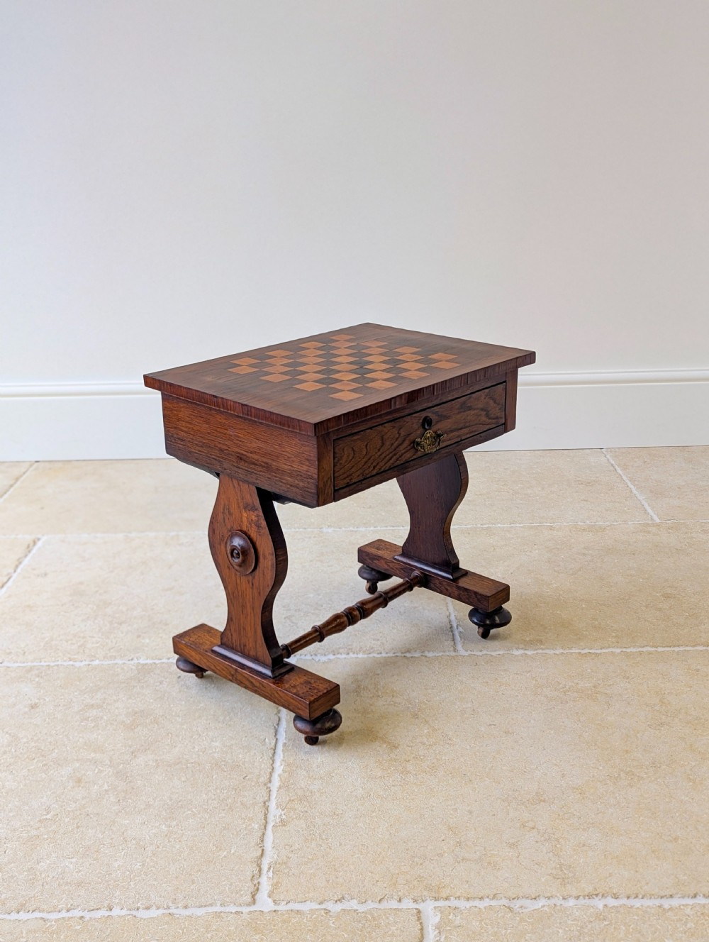 Antique Victorian Rosewood Games Table with Chess Table Top c.1890 View XIV
