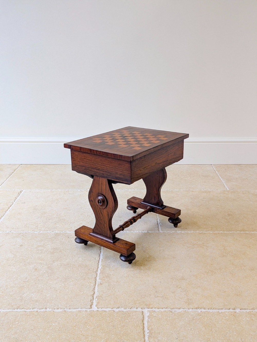 Antique Victorian Rosewood Games Table with Chess Table Top c.1890 View XVI