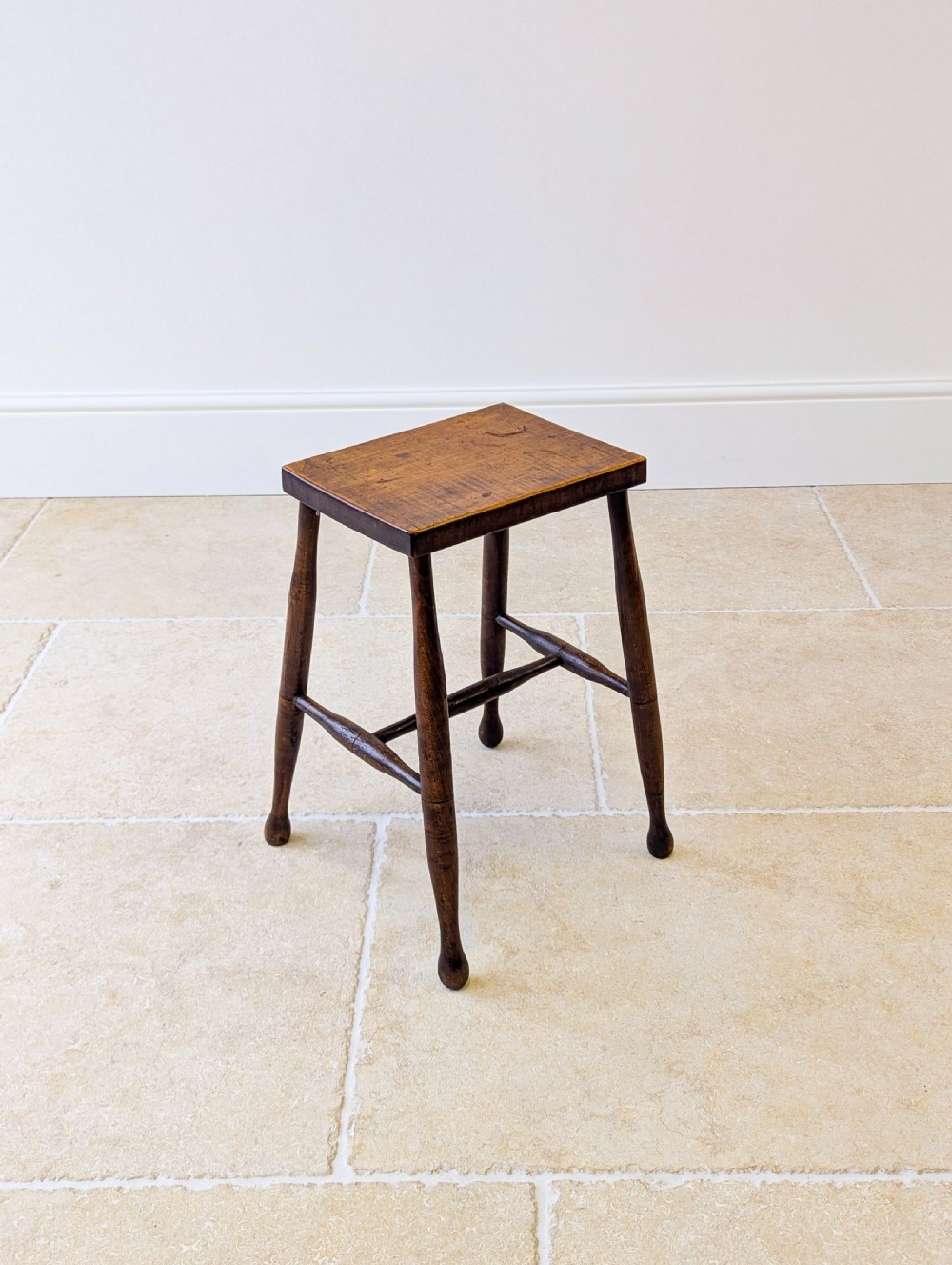 Antique Early 19th Century Georgian Elm and Ash Country Stool View III
