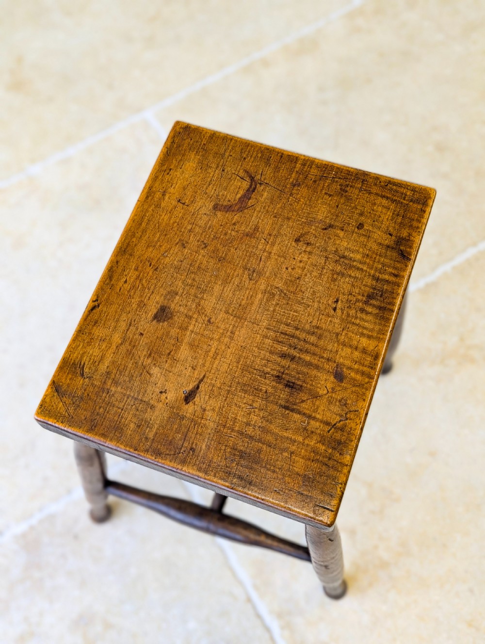 Antique Early 19th Century Georgian Elm and Ash Country Stool View VIII