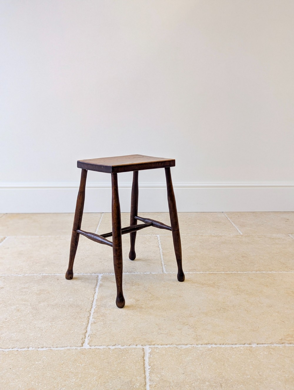 Antique Early 19th Century Georgian Elm and Ash Country Stool View IX