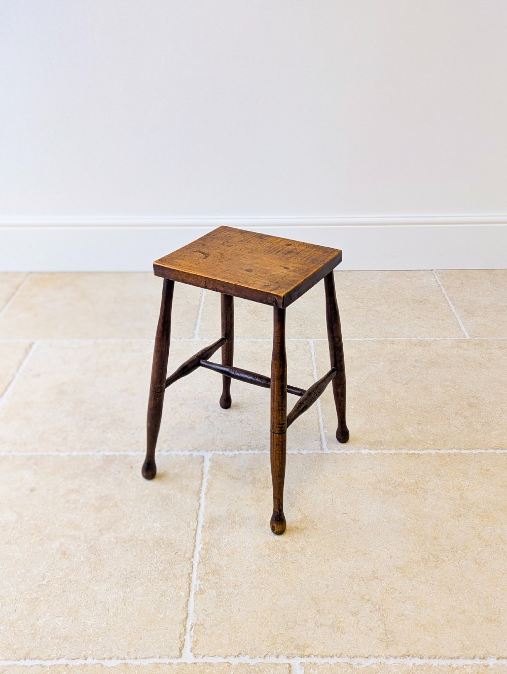 Antique Early 19th Century Georgian Elm and Ash Country Stool View XII