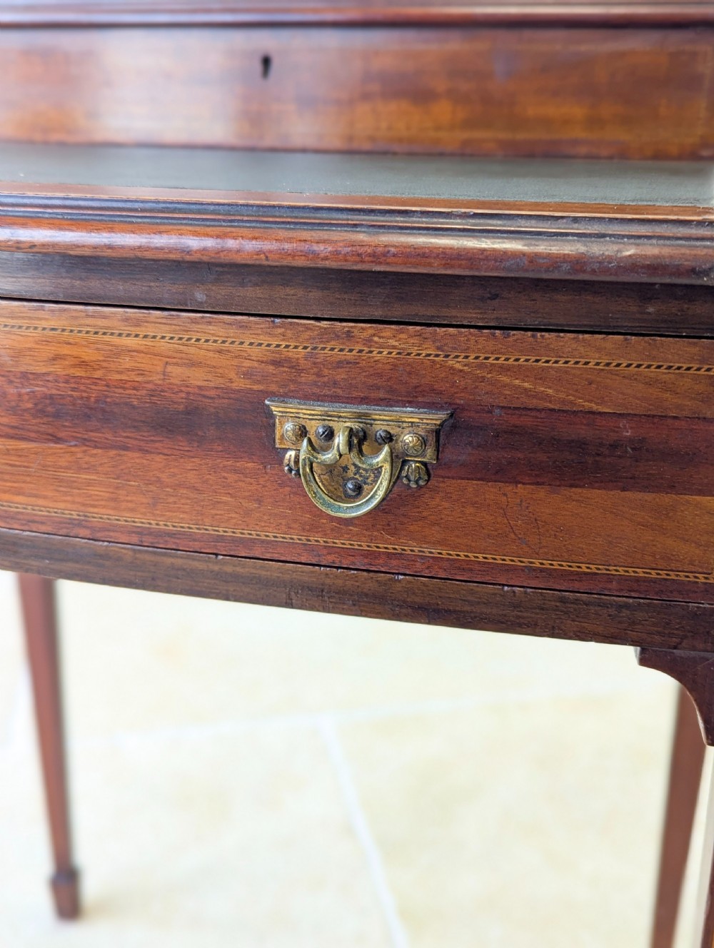 Antique Edwardian Inlaid Mahogany Writing Table c.1905 View XVI