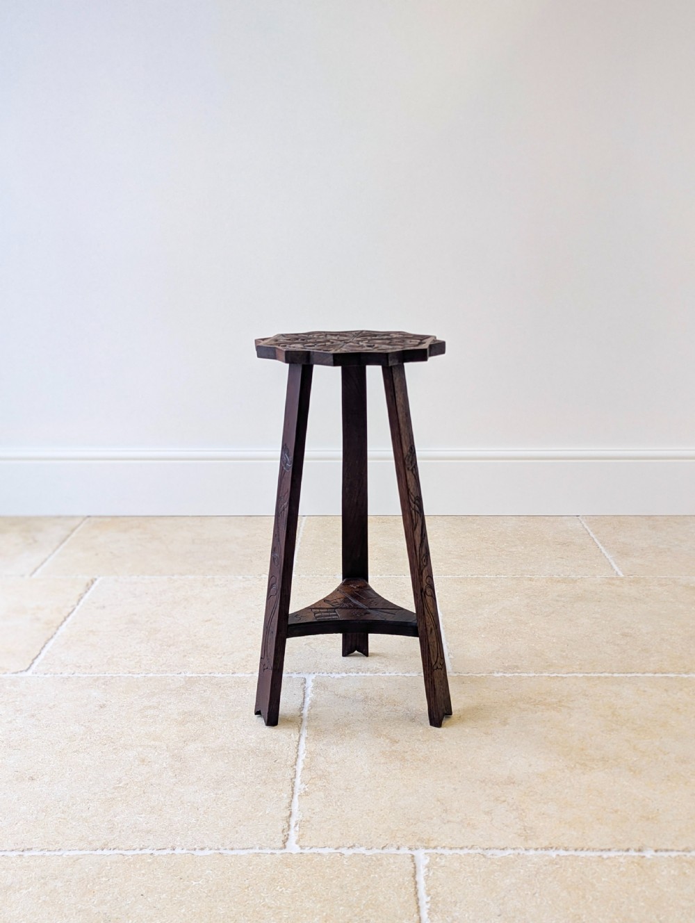 Antique Early 20th Century Carved Oak Commemorative Occasional Table c.1920