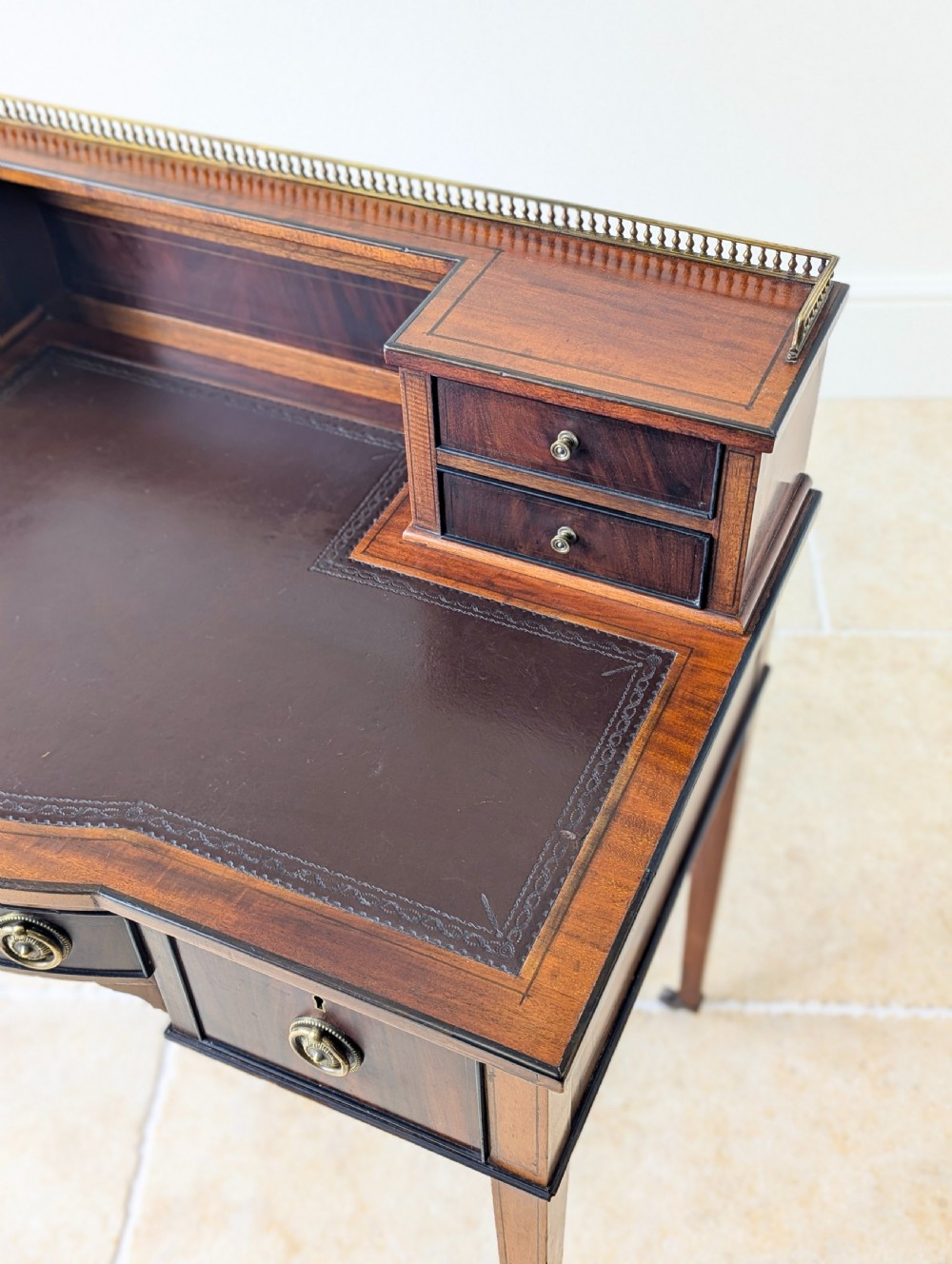 Antique Edwardian Mahogany Writing Desk c.1910 View XI