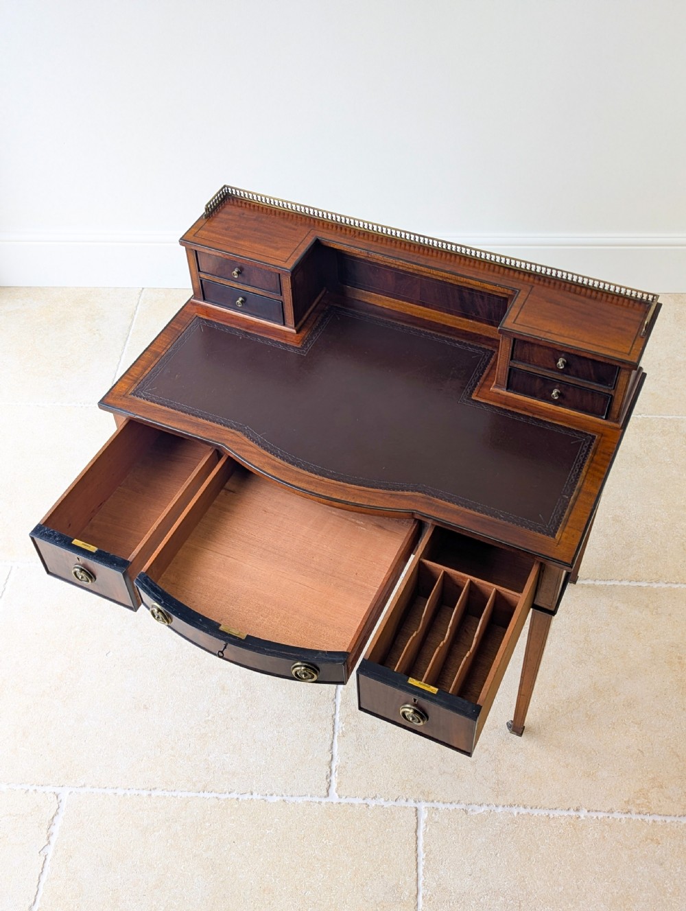Antique Edwardian Mahogany Writing Desk c.1910 View XV