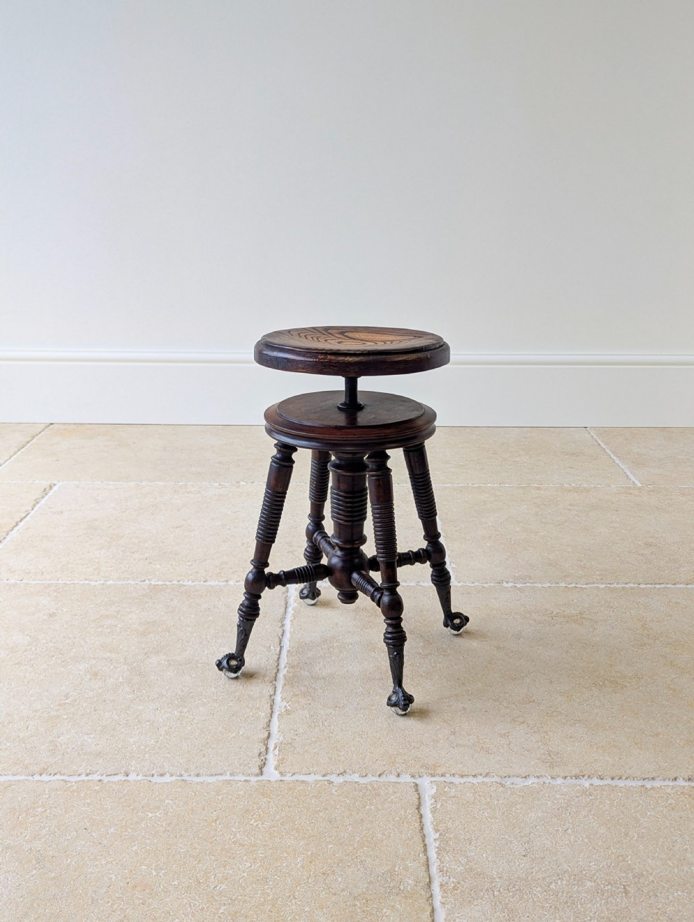 Antique Victorian American Adjustable Piano Stool c.1890